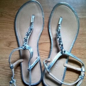 Sz 9 Silver Thong Sandal